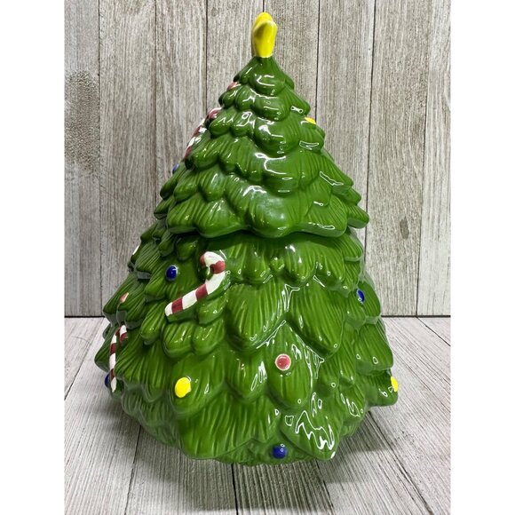 Vtg Dayton Hudson Style Christmas Tree Cookie Jar Container with 9" Tall Ceramic - Picture 4 of 10